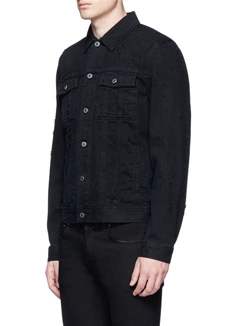 denim jacket givenchy|oversized distressed jean jacket.